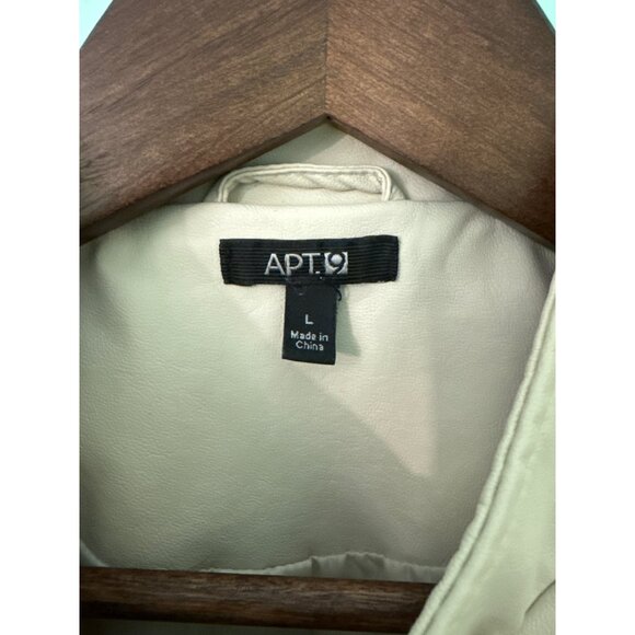 APT. 9 Womens Faux Leather Moto Jacket L Beige Quilted Shoulder Detail - Picture 4 of 10